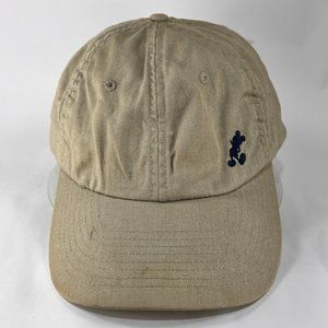 Mickey Mouse Logo Hat Cap Strap Back Khaki Walt Disney World Theme Park Mens